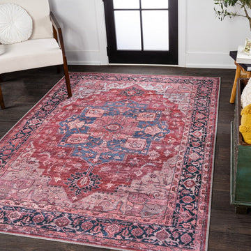 Maris Ornate Medallion Washable Area Rug